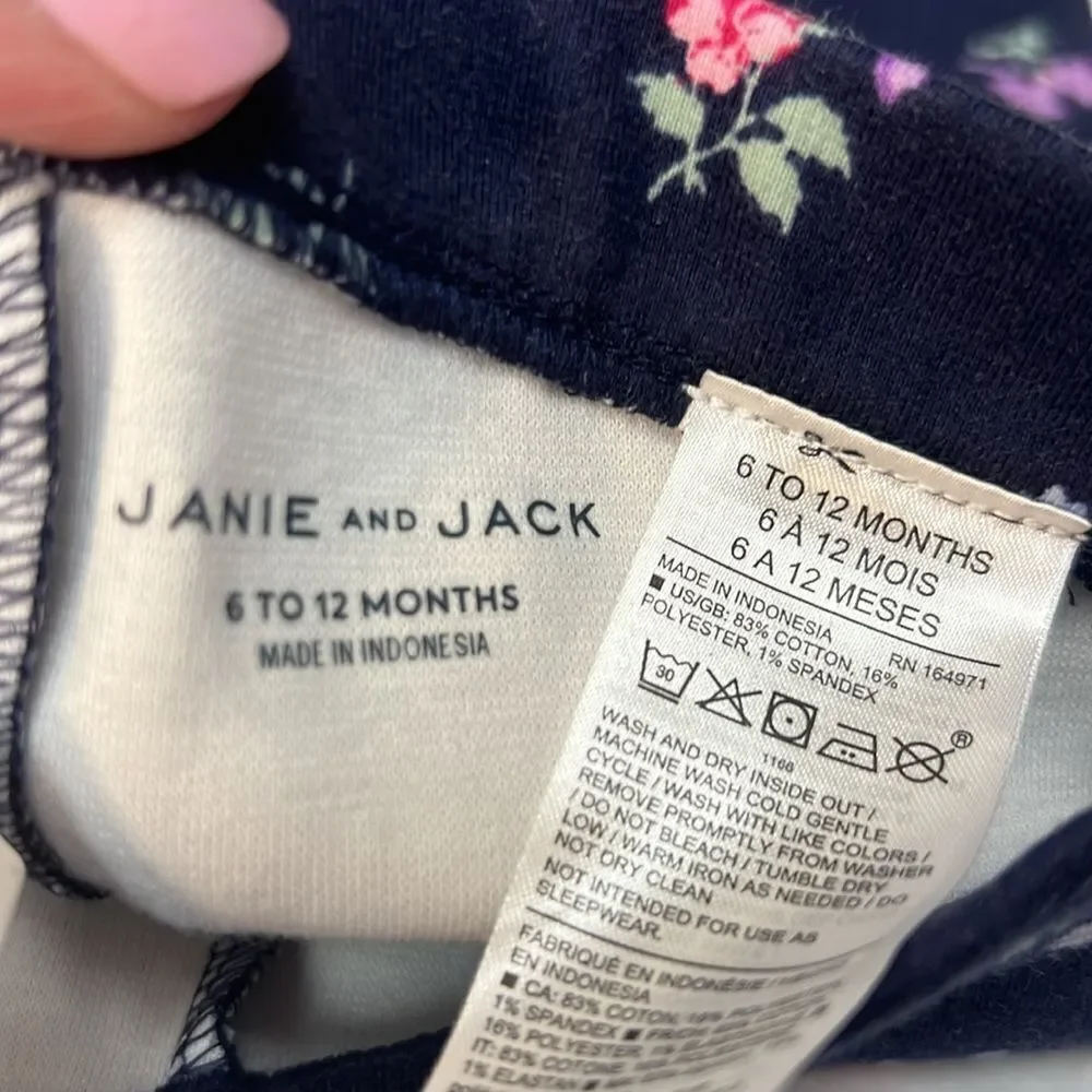 Janie and Jack 100046704 Merchant Marine Floral Button Cuff Ponte Pant size 6-12